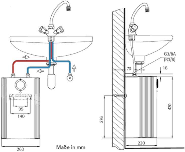 AEG Huz 5 DropStop EEK: A Kleinspeicher, offen, Untertischmontage, 2kW (222167)