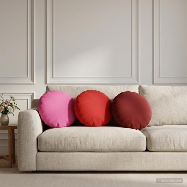 ARDEBO.de - Wurfkissen 2 stk. HEERLEN Weinrot Durchmesser 40 cm Polyester