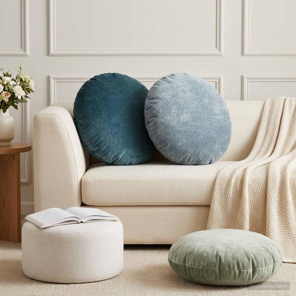 ARDEBO.de - Wurfkissen 2 stk. HEERLEN Hellblau Durchmesser 60 cm