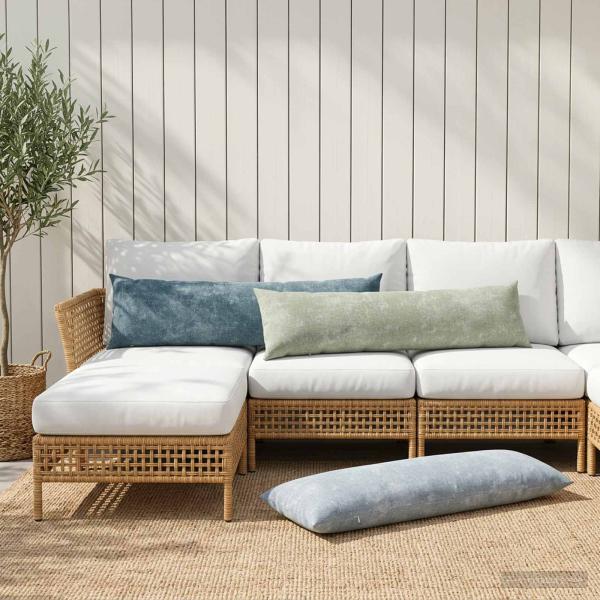 ARDEBO.de - Wurfkissen HEERLEN Blau 40 x 145 cm Chenille-Stoff