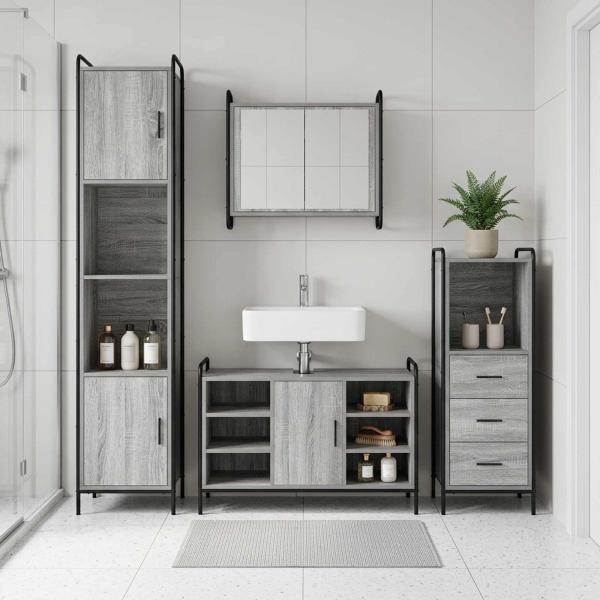 ARDEBO.de - Badezimmerschrank-Set 4 stk. Sonoma-Grau 40 x 36 x 181 cm