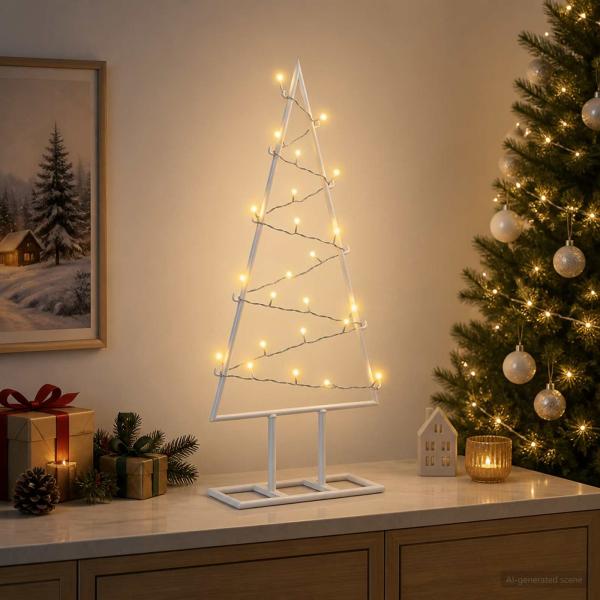 ARDEBO.de - Metall Weihnachtsbaum KUOPIO 60 cm Warmes Weiß Stahl Weiß