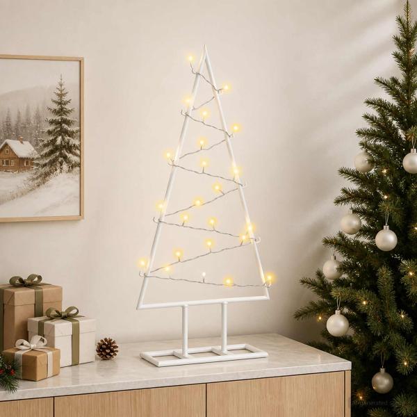 Metall Weihnachtsbaum KUOPIO 60 cm Warmes Weiß Stahl Weiß