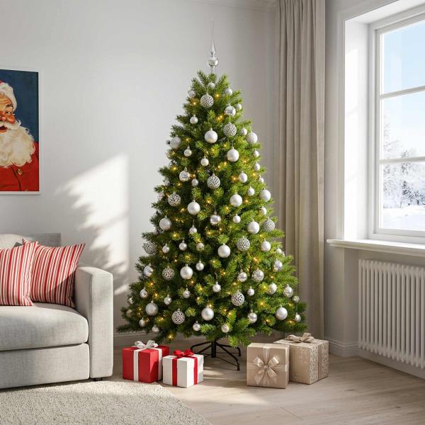 Künstlicher Weihnachtsbaum mit Kugel 240 cm 300 LEDs