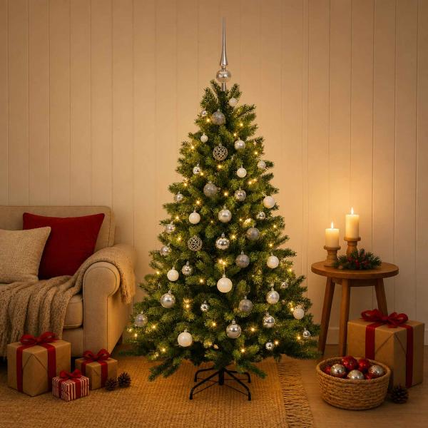 Künstlicher Weihnachtsbaum mit Kugel 120 cm 150 LEDs