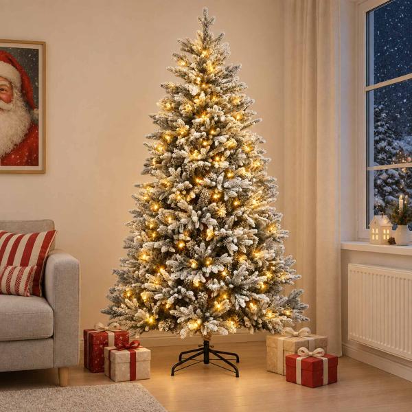 ARDEBO.de - Künstlicher klappbarer Weihnachtsbaum 180 cm 300 LEDs