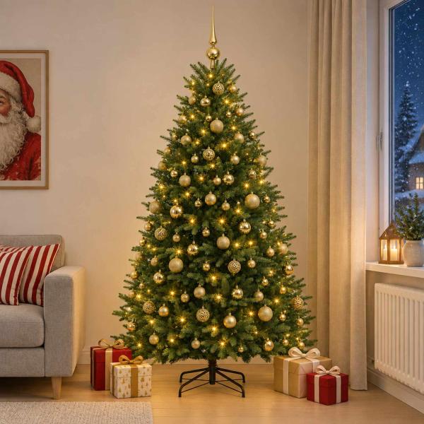 Künstlicher Weihnachtsbaum mit Kugel 240 cm 300 LEDs