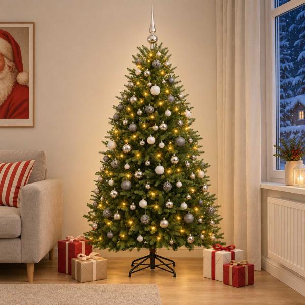 ARDEBO.de - Künstlicher Weihnachtsbaum mit Kugel 240 cm 300 LEDs