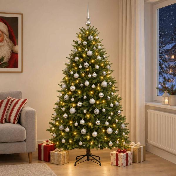 Künstlicher Weihnachtsbaum mit Kugel 210 cm 300 LEDs
