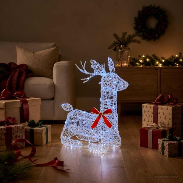 3D Weihnachtsrentier LOVIISA 140 LEDs Blau 55 x 22 x 63 cm