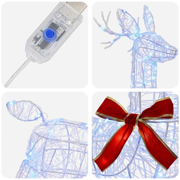 3D Weihnachtsrentier LOVIISA 140 LEDs Blau 55 x 22 x 63 cm