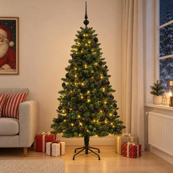 ARDEBO.de - Künstlicher Weihnachtsbaum mit Kugel 180 cm 300 LEDs