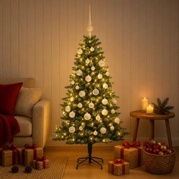 ARDEBO.de - Künstlicher Weihnachtsbaum mit Kugel 120 cm 150 LEDs