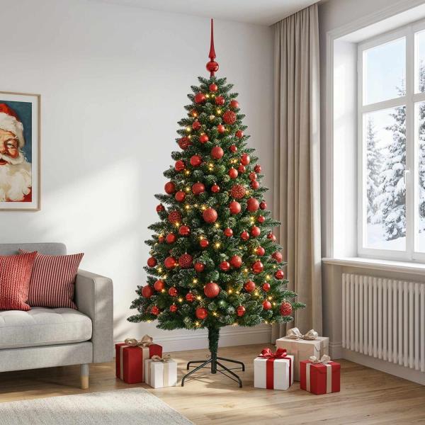 Künstlicher Weihnachtsbaum mit Kugel 210 cm 300 LEDs
