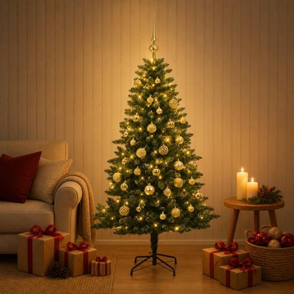 ARDEBO.de - Künstlicher Weihnachtsbaum mit Kugel 120 cm 150 LEDs
