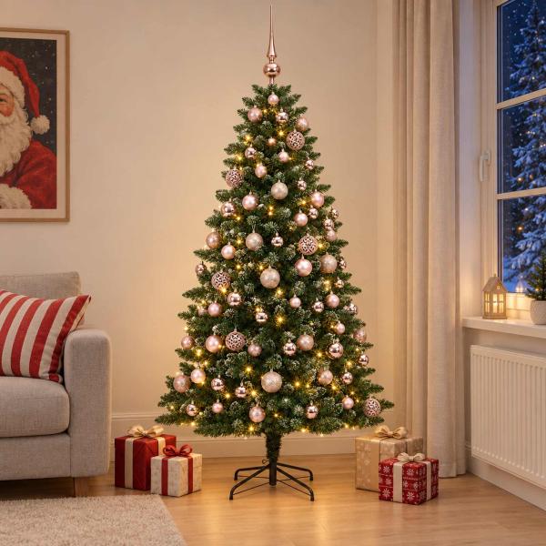 ARDEBO.de - Künstlicher Weihnachtsbaum mit Kugel 210 cm 300 LEDs