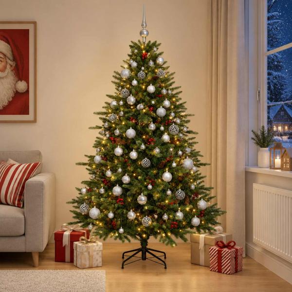 Künstlicher Weihnachtsbaum mit Weihnachtskugel 240 cm 300 LEDs