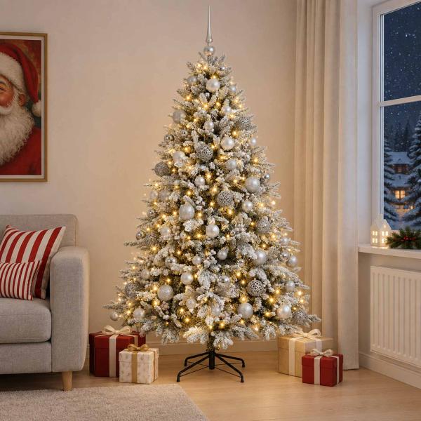 Künstlicher Weihnachtsbaum mit Weihnachtskugel 180 cm 300 LEDs