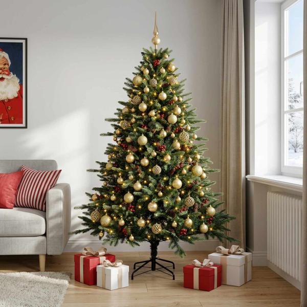 Künstlicher Weihnachtsbaum mit Weihnachtskugel 240 cm 300 LEDs