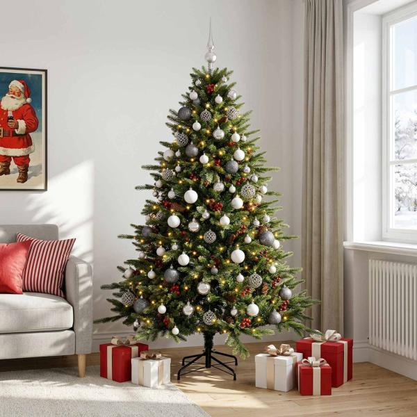 Künstlicher Weihnachtsbaum mit Weihnachtskugel 210 cm 300 LEDs