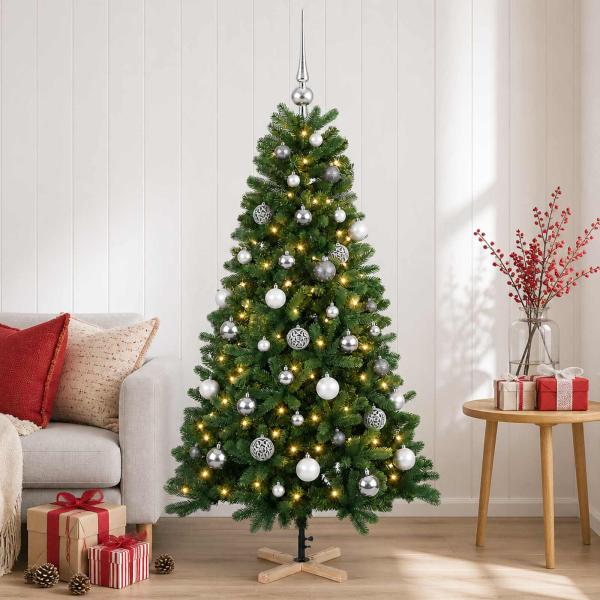 ARDEBO.de - Künstlicher Weihnachtsbaum mit Weihnachtskugel 120 cm 150 LEDs
