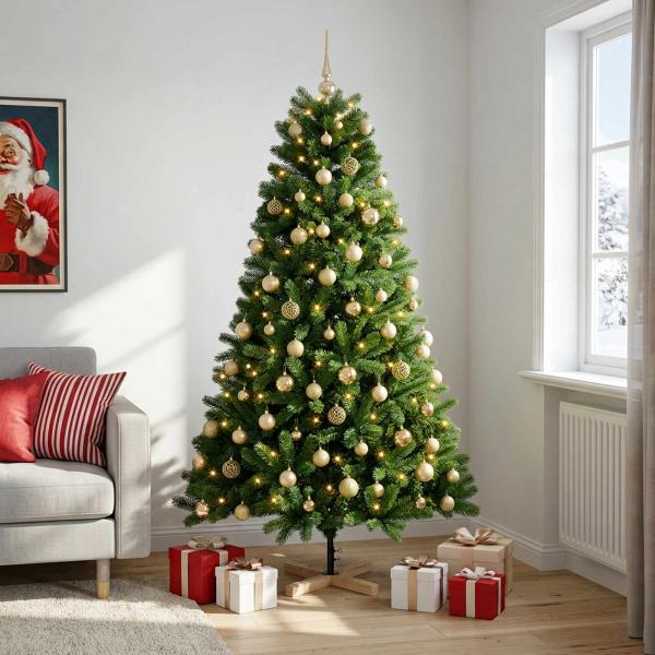 Künstlicher Weihnachtsbaum mit Weihnachtskugel 180 cm 300 LEDs