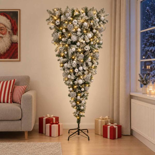 Künstlicher Weihnachtsbaum mit Weihnachtskugeln 180 cm 300 LEDs