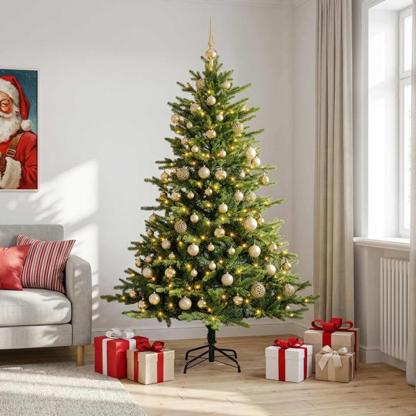 Künstlicher Weihnachtsbaum mit Kugel 210 cm 300 LEDs