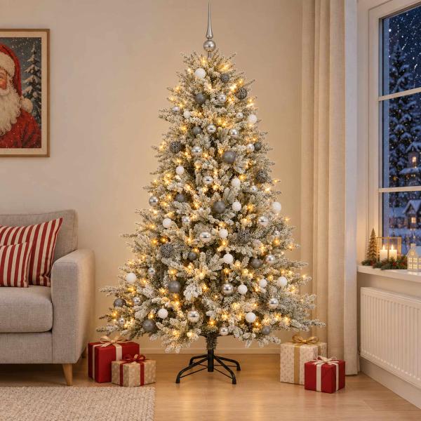 ARDEBO.de - Künstlicher Weihnachtsbaum mit Kugel 210 cm 300 LEDs
