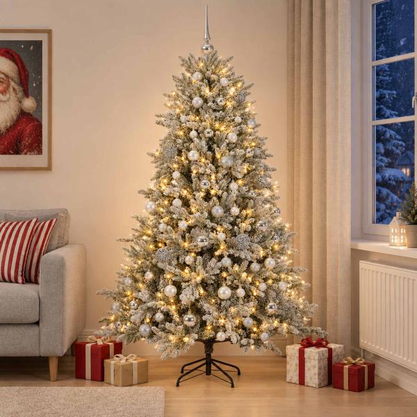 Künstlicher Weihnachtsbaum mit Weihnachtskugel 180 cm 300 LEDs