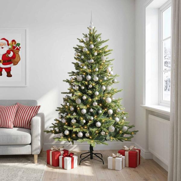 ARDEBO.de - Künstlicher Weihnachtsbaum mit Weihnachtskugel 210 cm 300 LEDs
