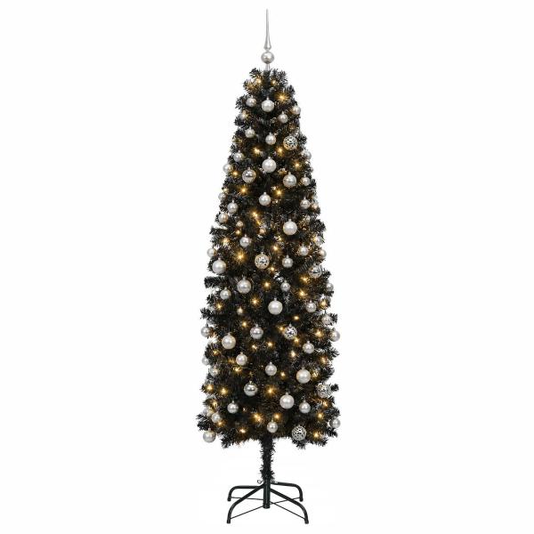 Künstlicher schmaler Weihnachtsbaum mit Weihnachtskugel 210 cm