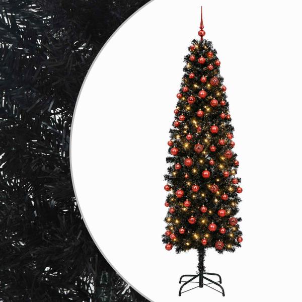 Künstlicher schmaler Weihnachtsbaum mit Weihnachtskugel 210 cm