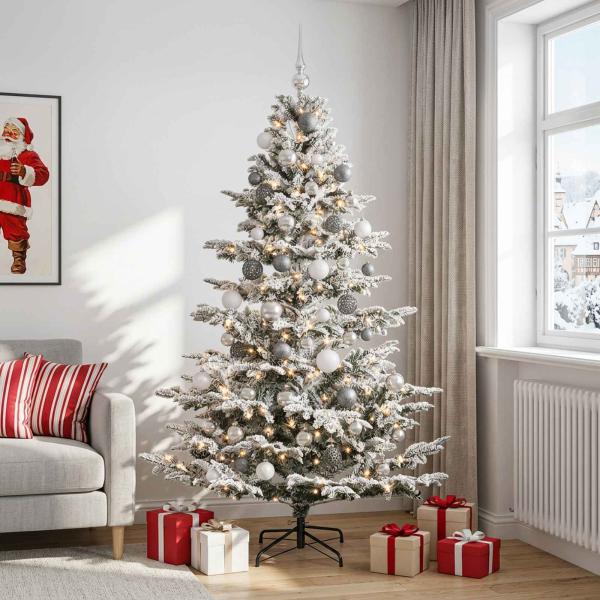ARDEBO.de - Künstlicher Weihnachtsbaum mit Weihnachtskugel 180 cm 300 LEDs