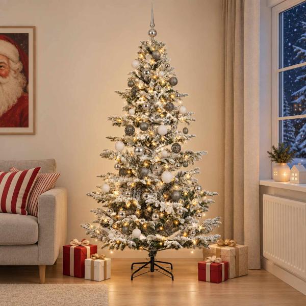 Künstlicher Weihnachtsbaum mit Weihnachtskugel 210 cm 300 LEDs