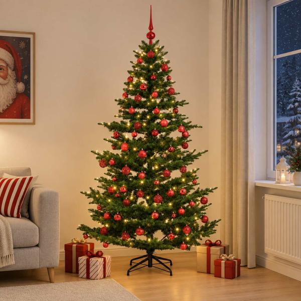 Künstlicher Weihnachtsbaum mit Weihnachtskugel 240 cm 300 LEDs