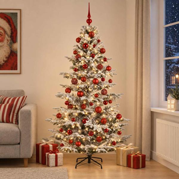 Künstlicher Weihnachtsbaum mit Weihnachtskugel 210 cm 300 LEDs