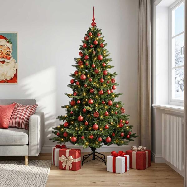 ARDEBO.de - Künstlicher Weihnachtsbaum mit Weihnachtskugel 180 cm 300 LEDs
