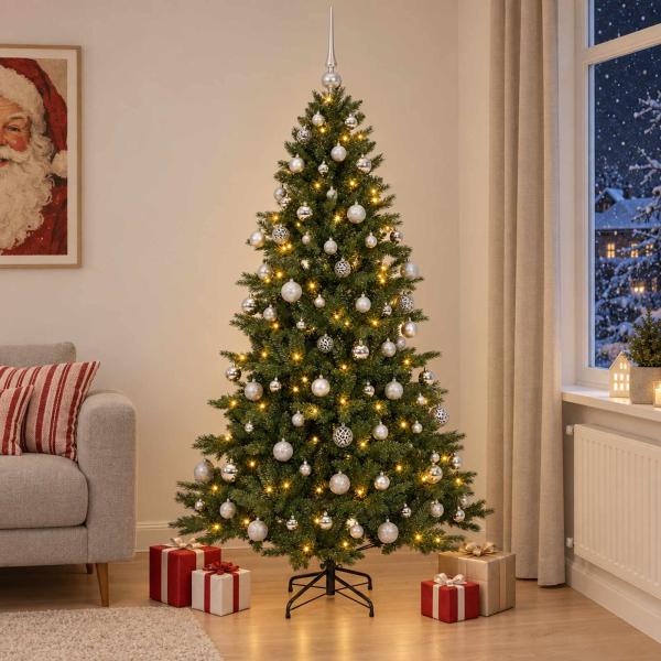 ARDEBO.de - Künstlicher Weihnachtsbaum mit Weihnachtskugel 210 cm 300 LEDs