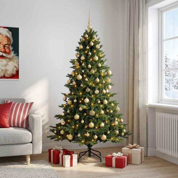 ARDEBO.de - Künstlicher Weihnachtsbaum mit Weihnachtskugel 240 cm 300 LEDs