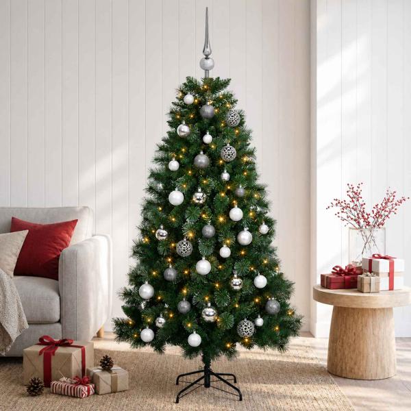 ARDEBO.de - Künstlicher Weihnachtsbaum mit Weihnachtskugel 120 cm 150 LEDs