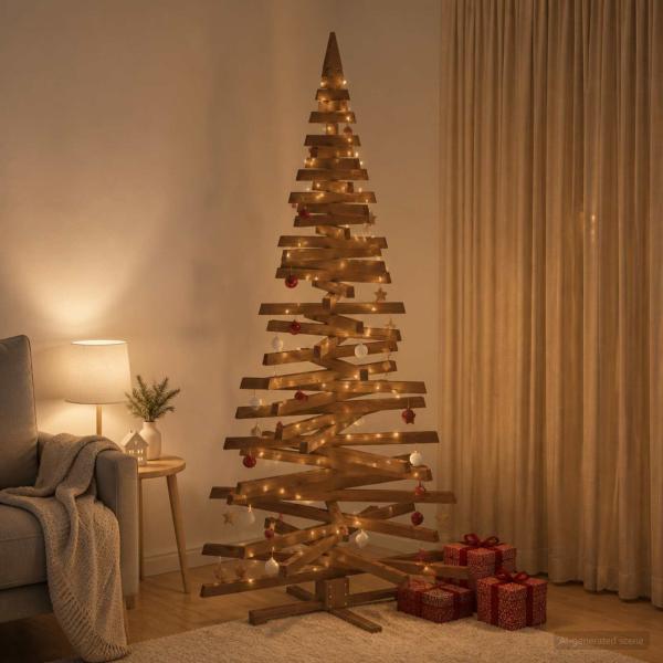 Holz Weihnachtsbaum KOTKA 210 cm Massives Kiefernholz