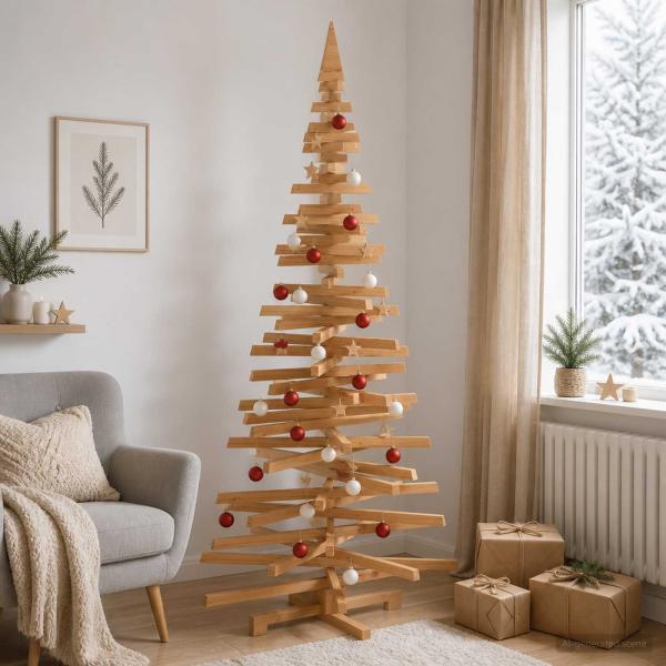 Holz Weihnachtsbaum KOTKA 240 cm Massives Kiefernholz