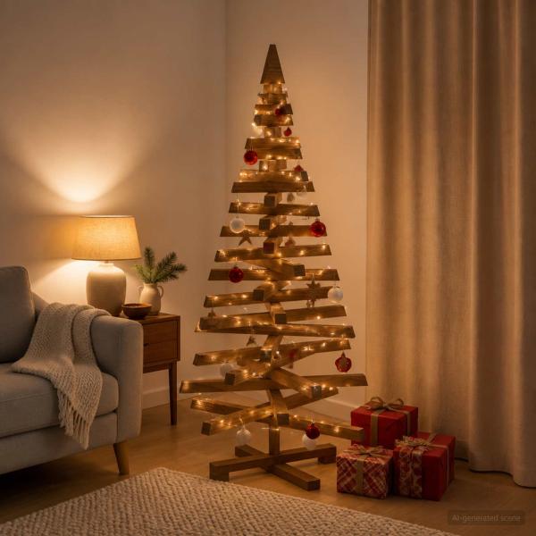 ARDEBO.de - Holz Weihnachtsbaum KOTKA 120 cm Massives Kiefernholz