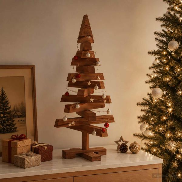 ARDEBO.de - Holz Weihnachtsbaum KOTKA 60 cm Massives Kiefernholz