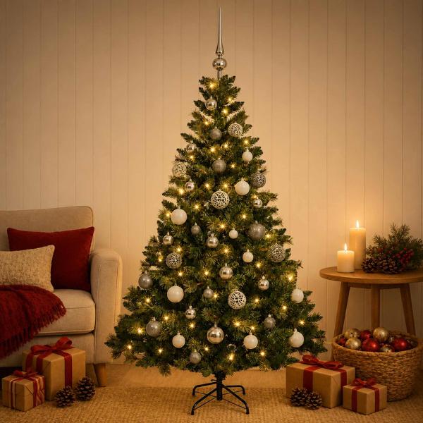 Künstlicher Weihnachtsbaum mit Kugel 120 cm 150 LEDs