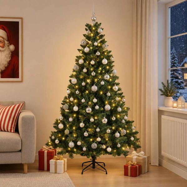 ARDEBO.de - Künstlicher Weihnachtsbaum mit Kugel 180 cm 300 LEDs