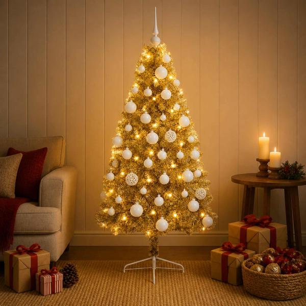 Künstlicher Weihnachtsbaum mit Weihnachtskugel 120 cm 150 LEDs