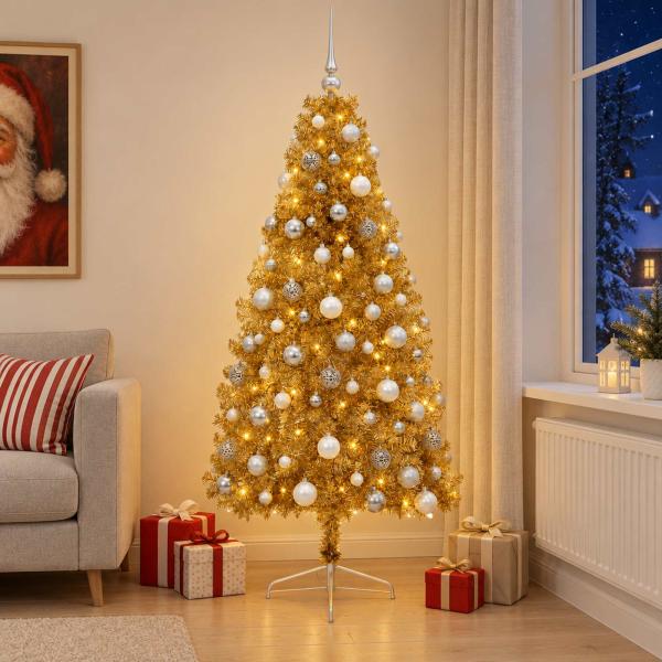 Künstlicher Weihnachtsbaum mit Weihnachtskugel 210 cm 300 LEDs