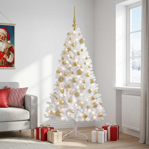 ARDEBO.de - Künstlicher Weihnachtsbaum mit Weihnachtskugel 180 cm 300 LEDs